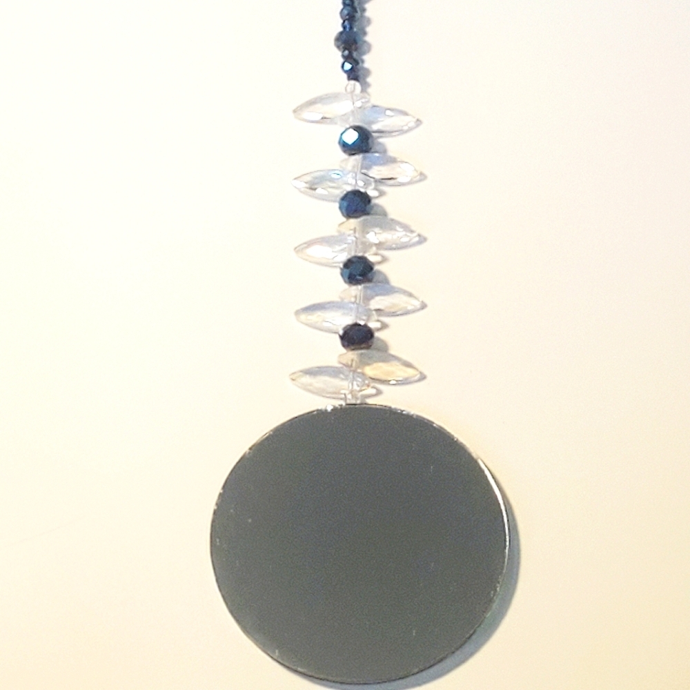 SUNCATCHER Peacock Blue Original Handcrafted Glass & Crystal Hanging Décor